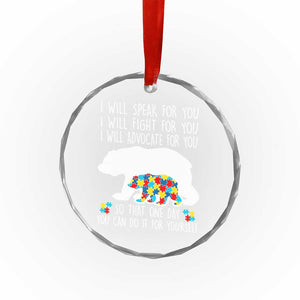 Autism Mama Bear Crystal Glass Ornament I Will Speak Fight Advocate For You TS02 Print Your Wear