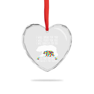 Autism Mama Bear Heart Crystal Glass Ornament I Will Speak Fight Advocate For You TS02 Print Your Wear