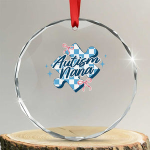 Autism Nana Coquette Puzzle Piece Pink Bow Crystal Glass Ornament TS11 Transparent Glass 3'' Circle Print Your Wear