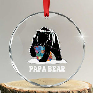 Autism Papa Bear Crystal Glass Ornament Support Autistic Matching Family Dad TS02 Transparent Glass 3'' Circle Print Your Wear