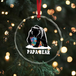 Autism Papa Bear Crystal Glass Ornament Support Autistic Matching Family Dad TS02 Print Your Wear