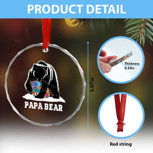 Autism Papa Bear Crystal Glass Ornament Support Autistic Matching Family Dad TS02 Print Your Wear