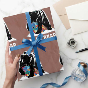 Autism Papa Bear Wrapping Paper Roll Support Autistic Matching Family Dad TS02 Mocha Print Your Wear