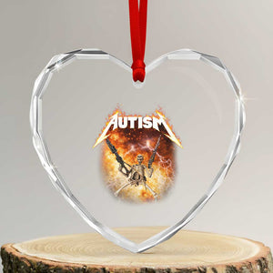 Autism Skeleton Funny Meme Heart Crystal Glass Ornament Fire Burning Flames TS11 Transparent Glass 3'' Heart Print Your Wear