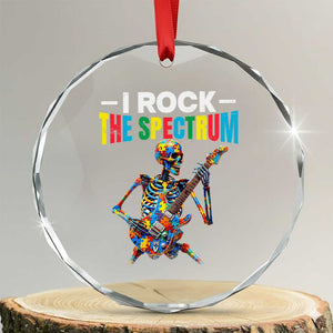 Autism Skeleton Rocker Crystal Glass Ornament I Rock The Spectrum Autism Awareness TS11 Transparent Glass 3'' Circle Print Your Wear