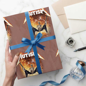 Autism Skeleton Rocker Wrapping Paper Roll Hardcore Rock Style Artwork TS11 Mocha Print Your Wear