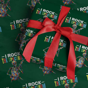 Autism Skeleton Rocker Wrapping Paper Roll I Rock The Spectrum Autism Awareness TS11 Green Print Your Wear