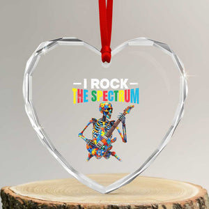 Autism Skeleton Rocker Heart Crystal Glass Ornament I Rock The Spectrum Autism Awareness TS11 Transparent Glass 3'' Heart Print Your Wear