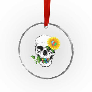 Autism Skull Sunflower Crystal Glass Ornament Support Autistic Puzzle Pieces Heart TS02 Print Your Wear