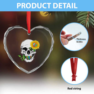 Autism Skull Sunflower Heart Crystal Glass Ornament Support Autistic Puzzle Pieces Heart TS02 Print Your Wear