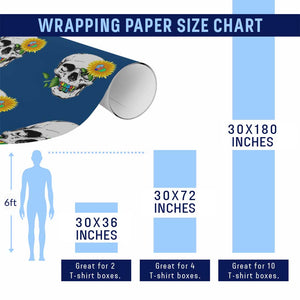 Autism Skull Sunflower Wrapping Paper Roll Support Autistic Puzzle Pieces Heart TS02 Print Your Wear
