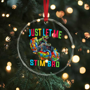 Autistic Dino Rex Driving Monster Truck Crystal Glass Ornament Autism Is My Superpower TS02 Print Your Wear
