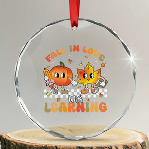 Autumn Teacher Crystal Glass Ornament Retro Fall In Love With Learning Thanksgiving Pumpkin TS10 Transparent Glass 3'' Circle Print Your Wear