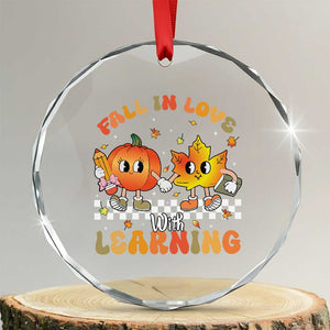 Autumn Teacher Crystal Glass Ornament Retro Fall In Love With Learning Thanksgiving Pumpkin TS10 Transparent Glass 3'' Circle Print Your Wear