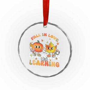 Autumn Teacher Crystal Glass Ornament Retro Fall In Love With Learning Thanksgiving Pumpkin TS10 Print Your Wear