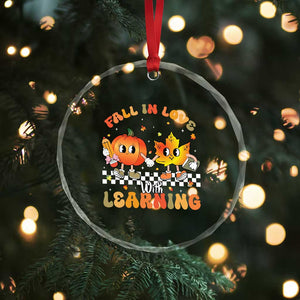 Autumn Teacher Crystal Glass Ornament Retro Fall In Love With Learning Thanksgiving Pumpkin TS10 Print Your Wear