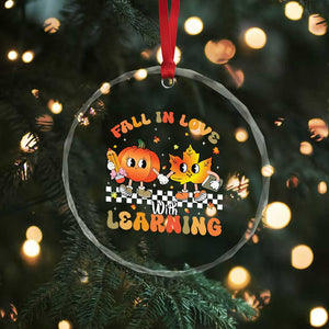 Autumn Teacher Crystal Glass Ornament Retro Fall In Love With Learning Thanksgiving Pumpkin TS10 Print Your Wear