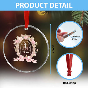 Ave Maria Crystal Glass Ornament Miraculous Medal Blessed Mother Mary Hail TS09 Print Your Wear
