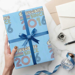 Awesome Since 2016 Wrapping Paper Roll 10yr Bday Son Boy Funny 10th 10 Year Old Birthday TS10 Light Blue Print Your Wear