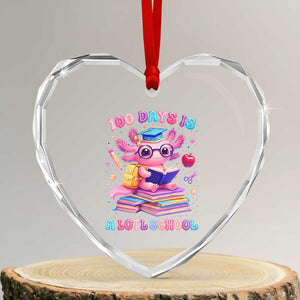 Axolotl 100 Days Of School Heart Crystal Glass Ornament 100 Days Is Alotl School TS10 Transparent Glass 3'' Heart Print Your Wear