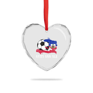 Ayiti Ann Ale Haiti Soccer Heart Crystal Glass Ornament Haitian Football Fan Pride Flag Graphic Caribbean Sports
