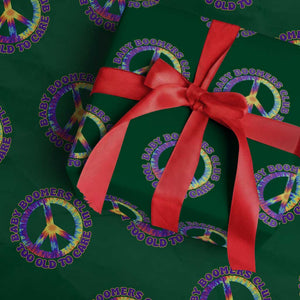 Baby Boomers Club Too Old To Care Retro Tie Dye Effect Printing Wrapping Paper Roll Peace Sign Groovy 60s Hippie Humor Graphic TS02 Green Print Your Wear