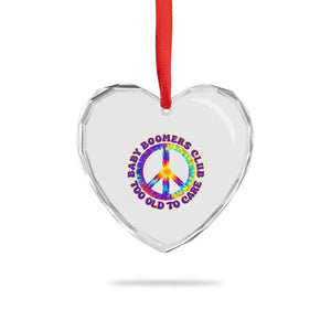 Baby Boomers Club Too Old To Care Retro Tie Dye Effect Printing Heart Crystal Glass Ornament Peace Sign Groovy 60s Hippie Humor Graphic TS02 Print Your Wear