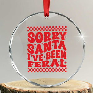 Baby Crystal Glass Ornament Sorry Santa I've Been Feral Toddler Kids TS10 Transparent Glass 3'' Circle Print Your Wear