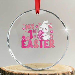 Baby First Easter Crystal Glass Ornament Cute Newborn Gift Bunny Rabbit TS10 Transparent Glass 3'' Circle Print Your Wear