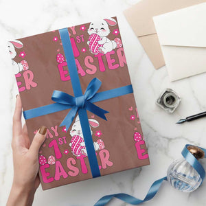 Baby First Easter Wrapping Paper Roll Cute Newborn Gift Bunny Rabbit TS10 Mocha Print Your Wear
