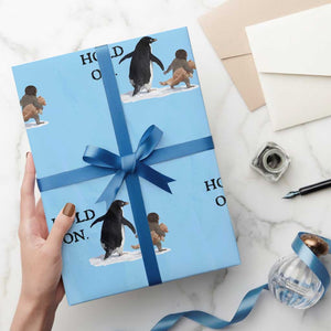 Baby Monkey Punch Viral Trend Wrapping Paper Roll Hold On TS14 Light Blue Print Your Wear