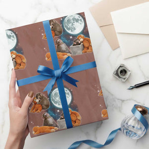 Baby Monkey Punch Wrapping Paper Roll Team Punch Monkey Viral Trend TS14 Mocha Print Your Wear