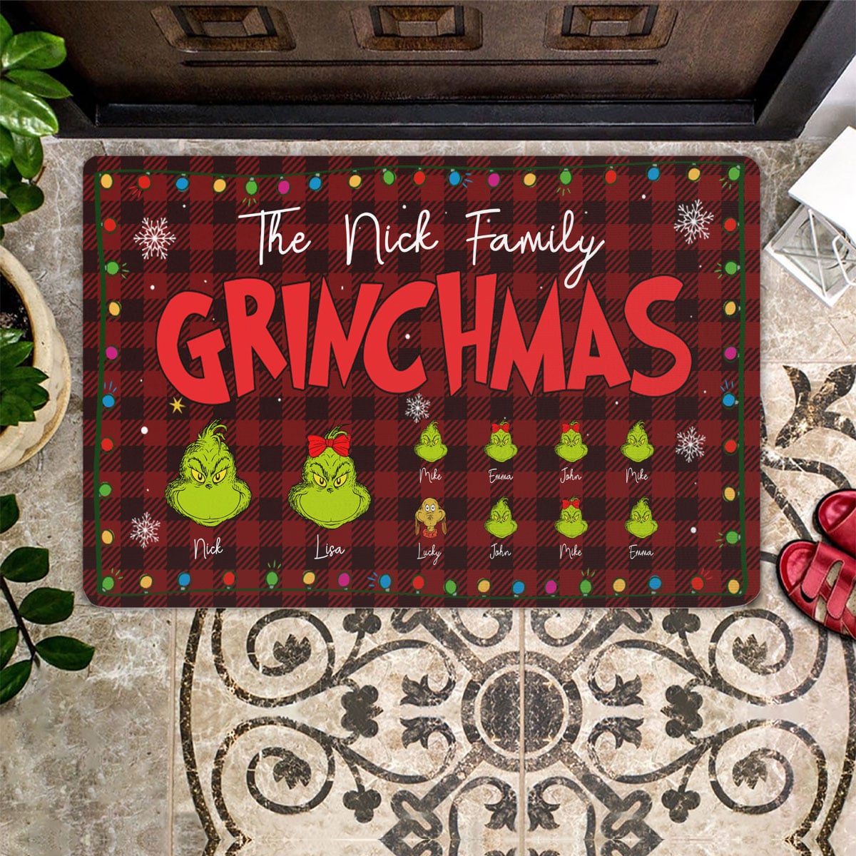Personalized The Family Grinchmas Doormat, Christmas Family, Couple Gift CTM Custom - Printyourwear