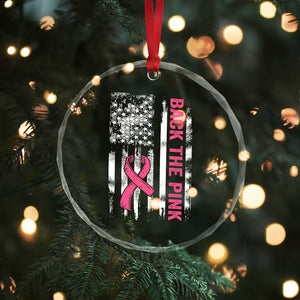 Back The Pink Ribbon Breast Cancer Awareness Crystal Glass Ornament American Flag TS10 Print Your Wear