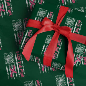 Back The Pink Ribbon Breast Cancer Awareness Wrapping Paper Roll American Flag TS10 Green Print Your Wear