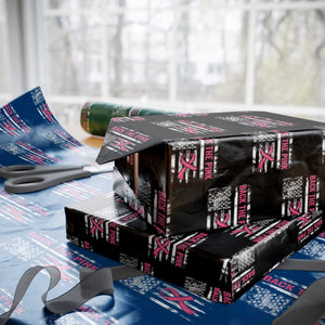 Back The Pink Ribbon Breast Cancer Awareness Wrapping Paper Roll American Flag TS10 Black Print Your Wear