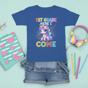 1st Grade Cute Unicorn T Shirt For Kid First Grade Here I Come Girls Squad TS02 Printyourwear