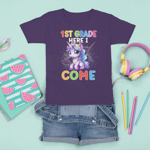 1st Grade Cute Unicorn T Shirt For Kid First Grade Here I Come Girls Squad TS02 Printyourwear