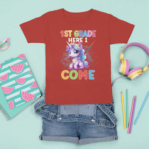 1st Grade Cute Unicorn T Shirt For Kid First Grade Here I Come Girls Squad TS02 Printyourwear