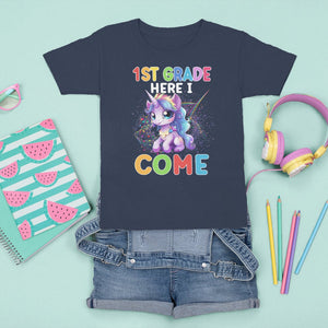 1st Grade Cute Unicorn T Shirt For Kid First Grade Here I Come Girls Squad TS02 Printyourwear