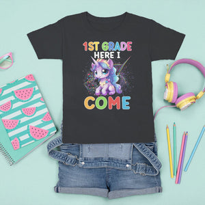 1st Grade Cute Unicorn T Shirt For Kid First Grade Here I Come Girls Squad TS02 Purple Printyourwear