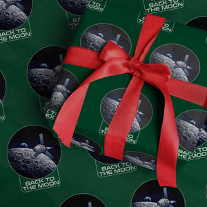 Back To The Moon Wrapping Paper Roll Lunar Mission Astronaut Space Lover TS12 Green Print Your Wear