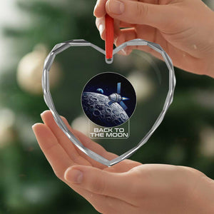 Back To The Moon Heart Crystal Glass Ornament Lunar Mission Astronaut Space Lover TS12 Print Your Wear