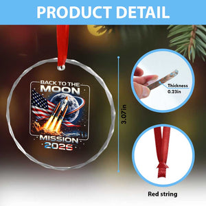 Back To The Moon Mission 2026 Crystal Glass Ornament Rocket Launch Moon Space Program TS11 Print Your Wear