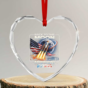 Back To The Moon Mission 2026 Heart Crystal Glass Ornament Rocket Launch Moon Space Program TS11 Transparent Glass 3'' Heart Print Your Wear