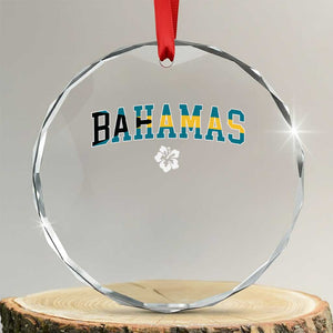 Bahamas Flag Crystal Glass Ornament Caribbean Hibiscus Flower Beach Summer Vacation TS10 Transparent Glass 3'' Circle Print Your Wear
