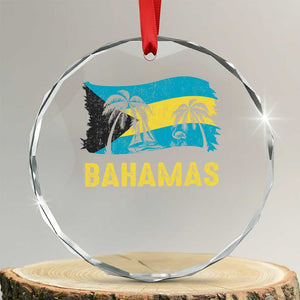 Bahamas Flag Crystal Glass Ornament Tropical Island Palm Trees Bahamian Gifts TS10 Transparent Glass 3'' Circle Print Your Wear