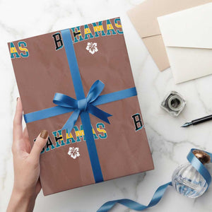 Bahamas Flag Wrapping Paper Roll Caribbean Hibiscus Flower Beach Summer Vacation TS10 Mocha Print Your Wear