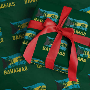 Bahamas Flag Wrapping Paper Roll Tropical Island Palm Trees Bahamian Gifts TS10 Green Print Your Wear