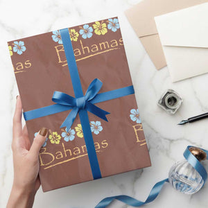 Bahamas Wrapping Paper Roll Hibiscus Flower Summer Beachy Vacation TS10 Mocha Print Your Wear